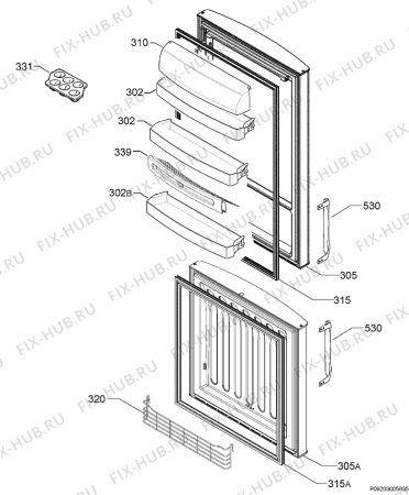 Взрыв-схема холодильника Rex Electrolux RNB44354C - Схема узла Door 003